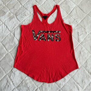 Vans | Red Racerback with Black Floral Daisy Logo | Size Extra Small
